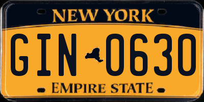 NY license plate GIN0630