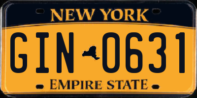 NY license plate GIN0631