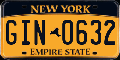 NY license plate GIN0632