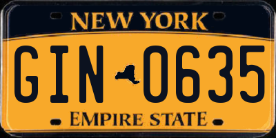 NY license plate GIN0635