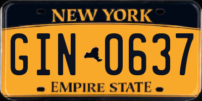 NY license plate GIN0637