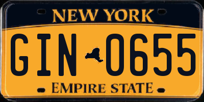 NY license plate GIN0655