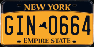 NY license plate GIN0664