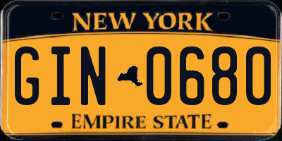 NY license plate GIN0680