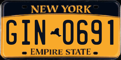 NY license plate GIN0691