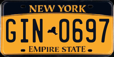 NY license plate GIN0697