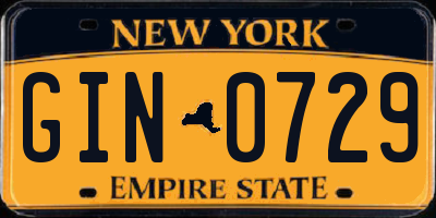 NY license plate GIN0729