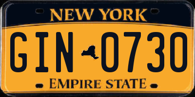 NY license plate GIN0730