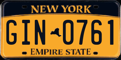 NY license plate GIN0761
