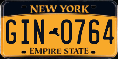 NY license plate GIN0764