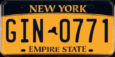 NY license plate GIN0771