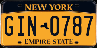 NY license plate GIN0787