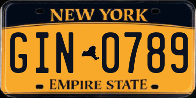 NY license plate GIN0789