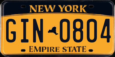 NY license plate GIN0804