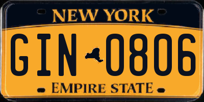 NY license plate GIN0806