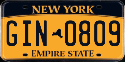 NY license plate GIN0809