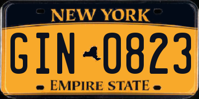 NY license plate GIN0823