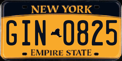 NY license plate GIN0825