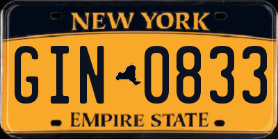 NY license plate GIN0833