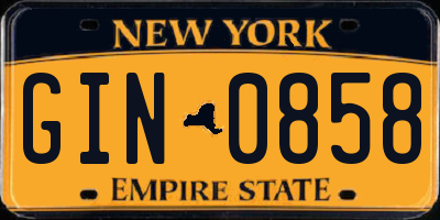 NY license plate GIN0858