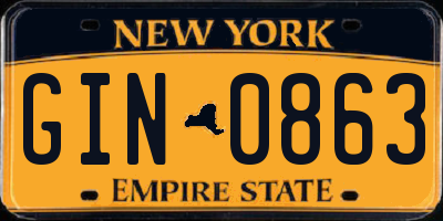 NY license plate GIN0863