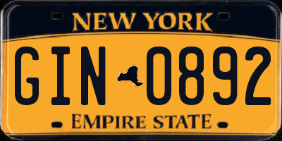 NY license plate GIN0892