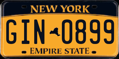 NY license plate GIN0899