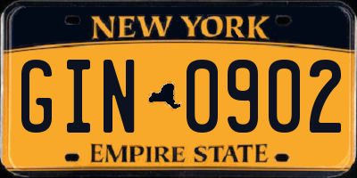 NY license plate GIN0902