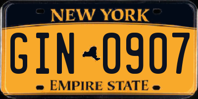 NY license plate GIN0907