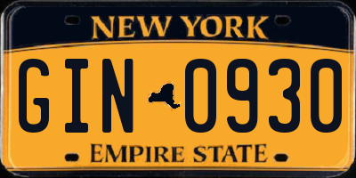NY license plate GIN0930