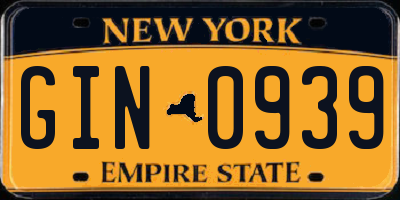 NY license plate GIN0939
