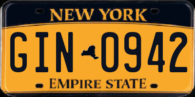 NY license plate GIN0942
