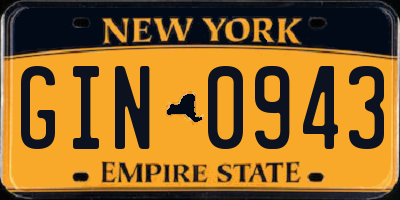 NY license plate GIN0943