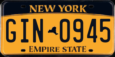 NY license plate GIN0945
