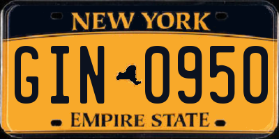 NY license plate GIN0950