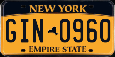 NY license plate GIN0960