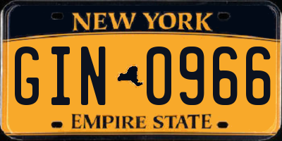 NY license plate GIN0966