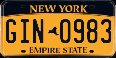 NY license plate GIN0983