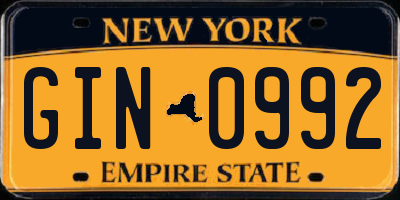 NY license plate GIN0992