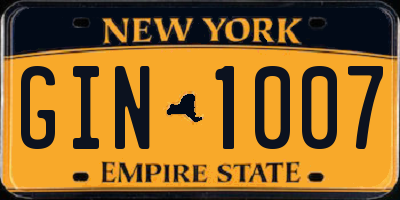 NY license plate GIN1007
