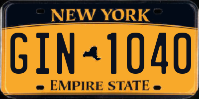 NY license plate GIN1040