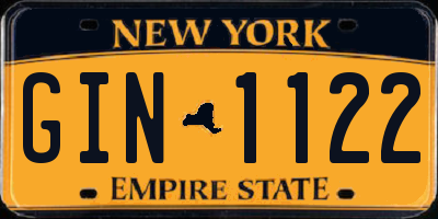 NY license plate GIN1122