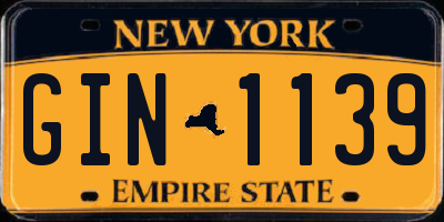 NY license plate GIN1139