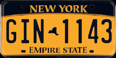NY license plate GIN1143