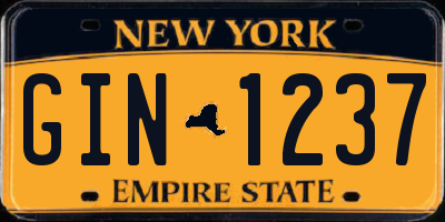 NY license plate GIN1237