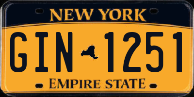 NY license plate GIN1251