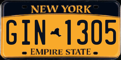 NY license plate GIN1305