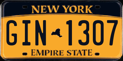 NY license plate GIN1307