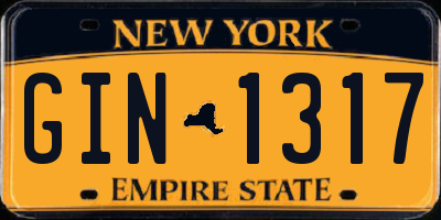 NY license plate GIN1317