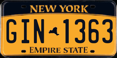 NY license plate GIN1363